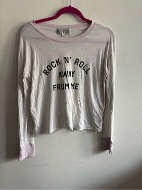 Wildfox White Tee with Light Pink Trim